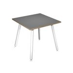 Table haute - 80 x 80 x 105 cm - Pieds métal blancs - Anthracite chants chêne