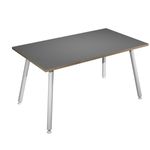 Table haute - 140 x 80 x 105 cm - Pieds métal blancs - Anthracite chants chêne