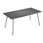 Table haute - 160 x 80 x 105 cm - Pieds métal blancs - Anthracite chants chêne