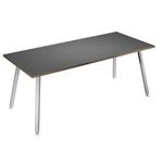 Table haute - 180 x 80 x 105 cm - Pieds métal blancs - Anthracite chants chêne