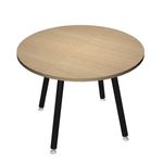 Table ronde - H74,4 cm - 100 cm - 4 pieds noir - plateau imitation chêne