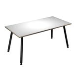 Bureau LEONARDO - 140 cm - Pieds métal noirs - Blanc chants chêne