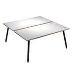 Bureau Bench LEONARDO - L180 x H74 x P168 - Pieds métal noirs - Blanc chants chêne