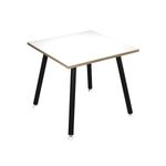 Table haute - 80 x 80 x 105 cm - Pieds métal noirs - Blanc chants chêne
