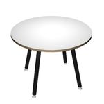 Table ronde - H105 cm - 100 cm - 4 Pieds noir - plateau blanc