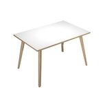 Bureau LEONARDO - 120 cm - Pieds bois - Blanc chants chêne