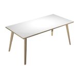 Bureau LEONARDO - 180 cm - Pieds bois - Blanc chants chêne