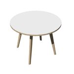 Table ronde - H74,4 cm - 100 cm - 4 pieds bois - plateau blanc