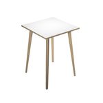 Table haute - 80 x 80 x 105 cm - Pieds bois - Blanc chants chêne