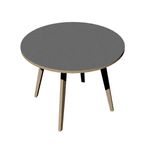 Table ronde - H74,4 cm - 100 cm - 4 pieds bois - plateau anthracite