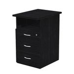 Caisson de bureau - Profondeur 60 cm - 1 niche et 3 tiroirs - Frêne noir
