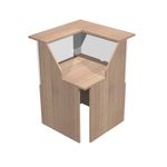 Banque d'accueil en angle 90° MUSA - L76 x H117 x P76 - Noyer/blanc