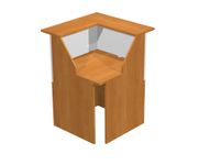 Banque d'accueil en angle 90° MUSA - L76 x H117 x P76 - noyer clair/alu