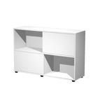 Bibliothèque mi-haute TETRIS - L120 x H79 x P35 - Corps et portes blancs