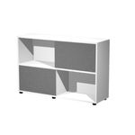 Bibliothèque mi-haute TETRIS - L120 x H79 x P35 - Corps blanc - Portes anthracite