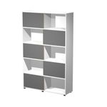 Bibliothèque haute TETRIS  - L120 x H190,6 x P35 - Corps blanc - Portes anthracite