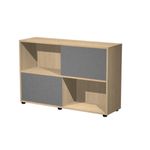 Bibliothèque mi-haute TETRIS - L120 x H79 x P35 - Corps chêne - Portes anthracite