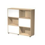 Bibliothèque haute TETRIS  - L120 x H116,2 x P35 - Corps chêne - Portes anthracite