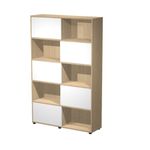Bibliothèque haute TETRIS  - L120 x H190,6 x P35 - Corps chêne - Portes blanches
