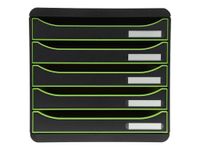 Exacompta BigBox Plus - Module de classement 5 tiroirs - noir/vert pomme/noir