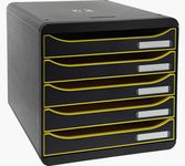 Exacompta BigBox Plus - Module de classement 5 tiroirs - noir/pamplemousse/noir