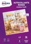 Avery - 96 Étiquettes autocollantes rondes kraft - diamètre 40 mm