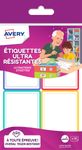 Avery - 16 Étiquettes résistantes - 64 x 44 mm - couleurs assorties