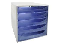 Le Dauphin Ecobox - Armario de cajones - 5 cajones - para A4 Plus - gris, transparent ice blue