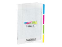 Conquérant Classique Quattro - Cahier 4 en 1 - 24 x 32 cm - 140 pages - grands carreaux (Seyes) - transparent