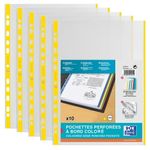 Oxford - 10 Pochettes perforées - A4 - lisse - pour 12 feuilles - 9/100 - Jaune