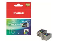 Canon BCI-16 - Pack de 2 - cyan, magenta, jaune - cartouche d'encre originale