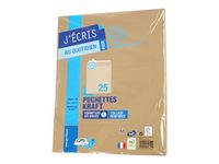 GPV - 25 Pochettes Enveloppes 260 x 330 mm - 90 gr - sans fenêtre - kraft - bande adhésive
