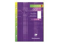 Clairefontaine - feuilles simples A4 - 60 pages - perforées - blanches unies