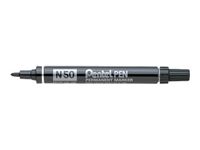 Pentel PEN N50 - Pack de 12 marqueurs permanents - pointe ogive - noir