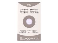 Exacompta - Pack de 100 Fiches bristol - 7,5 x 12,5 cm - petits carreaux - blanc