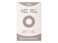 Exacompta - Pack de 100 Fiches bristol - 12,5 x 20 cm - petits carreaux - blanc