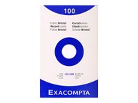 Exacompta - Pack de 100 Fiches Bristol - 12,5 x 20 cm - unies - non perforées - blanc