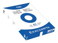 Exacompta - Pack de 100 Fiches Bristol - A5 - unies - non perforées - blanc