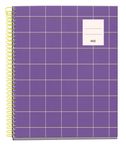 Cahier Miquelrius A5 violet - 100 feuilles 70 g/m² - quadrillé 5×5 - spirale - microperforé 2 trous - pour les notes au quotidien