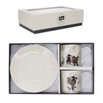 Kiub - Coffret Duo Tasses Café avec Soucoupes - Porcelaine - Collection Bug Art - 26 x 17 x 6.5 cm - Disponible dans différents assortiments