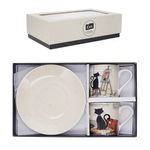 Kiub - Coffret Duo Tasses Café avec Soucoupes - Porcelaine - Collection Bug Art - 26 x 17 x 6.5 cm - Disponible dans différents assortiments