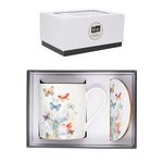 Kiub - Coffret Mug 280 ml avec Sous-Tasse - Porcelaine - Collection Bug Art - 8.7 x 8 x 9 cm - Disponible dans différents assortiments