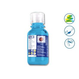Témpera Milan De 125 Ml, Color Cian, Con Aplicador Y Tapón De Seguridad, Secado Rápido Y Lavable