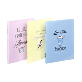 Porte-vues 120 Vues A4 VIQUEL - 60 Pochettes Plastique Résistant, Fermeture élastique, Rose Porte-vues Plastique Résistant Pochettes