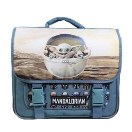 Cartable Enfant Primaire 38 Cm Bagtrotter - Cartable Star Wars The Mandalorian 38cm - Noir Et Gris - Compartiments Multiples, Bandes Réfléchissantes Cartable Robuste Garantie 10 Mois