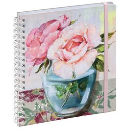 Agenda De Bureau Lady 18S Sophie Adde 2026 - Semainier 15x17 Cm, Spirale, Papier Clairefontaine, Fabriqué En France