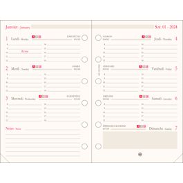 Recharge Organiseur Semainier Oberthur 2025 - Format 10x17 Cm - Janvier à Décembre - Agenda Notes