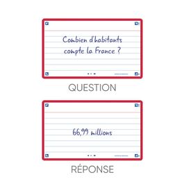 Flashcards OXFORD FLASH 2.0 - Lot De 5 Paquets De 32 Fiches Bristol 75x125 Mm, Lignées, 11 Couleurs - Pour Révisions