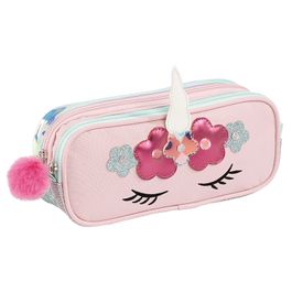 Trousse Licorne 2 En 1 - Gobelet Extensible En Silicone - Étui Scolaire Un Compartiment - Fermeture éclair - Mauve - Back2Fun - Rentrée Des Classes
