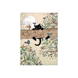 KIUB Porte-Monnaie 10x14 Cm – Motif Bug Art Chaton Sur Branche, Mignon Et Pratique, Pochette Intissé Pour Pièces Et Petits Objets